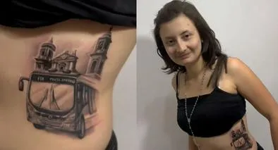 Mujer que se casó con un TransMilenio sorprendió con tatuaje del bus