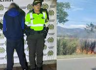 Capturan en el Tolima a un hombre por incendio en vía nacional
