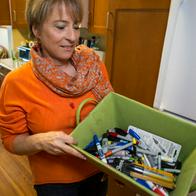 Woodland Hills, CA - February 27:Dorothy Breiningers job is to help people de-clutter and get organized.  For small loose items, Dorothy likes to use basket to keep things tidy. (Photo by David Crane/MediaNews Group/Los Angeles Daily News via Getty Images)