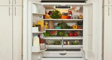 view of inside of refrigerator with healthy food