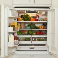 view of inside of refrigerator with healthy food