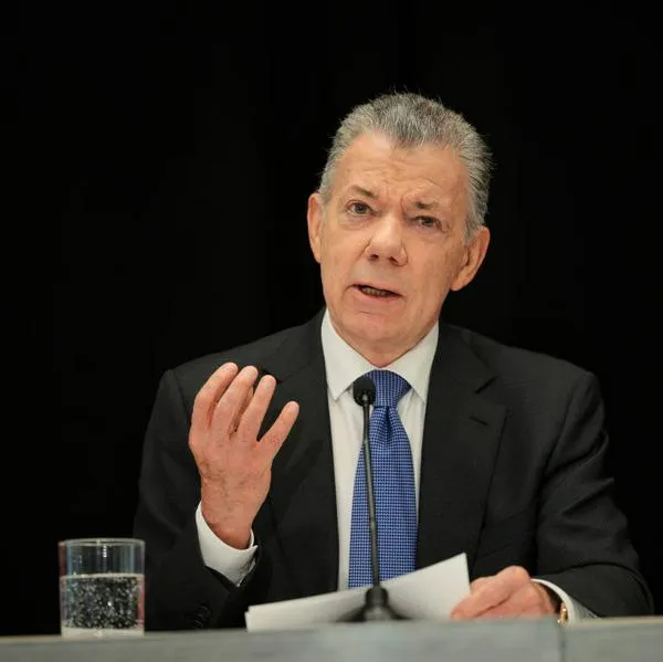 WASHINGTON, DC - JANUARY 28: Juan Manuel Santos, former president of Colombia and Nobel Peace Laureate, speaks during the 2025 Doomsday Clock time reveal held by The Bulletin of the Atomic Scientists at the United States Institute of Peace on January 28, 2025 in Washington, DC. The Doomsday Clock, currently the nearest it has been to midnight at 89 seconds, is a symbol for how close humanity is to a “global catastrophe”. (Photo by Kayla Bartkowski/Getty Images)