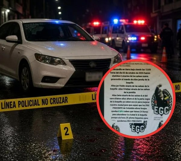 Masacre Cartagena: panfleto amenazante apareció tras asesinato de 4 hombres