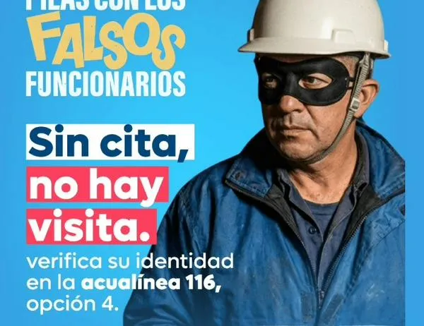 ¡Recomendaciones! Pilas con falsos funcionarios del Acueducto de Bogotá 