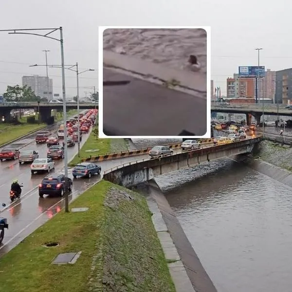 Pánico en Bogotá por lluvia que arrastró a 2 personas en avenida NQS: hay video 