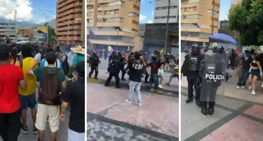 [Video] Desórdenes en marcha de la oposición: Policía usó gases lacrimógenos en Ibagué