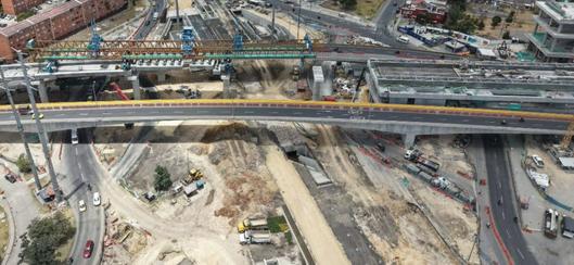 Cierre nocturno del puente sur en la avenida Primero de Mayo con avenida 68 por avances en la estación 7 de la Línea 1 del Metro de Bogotá