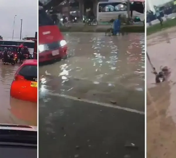 Fuerte aguacero provoca inundaciones en Soacha y colapsa la movilidad en la autopista Sur: videos