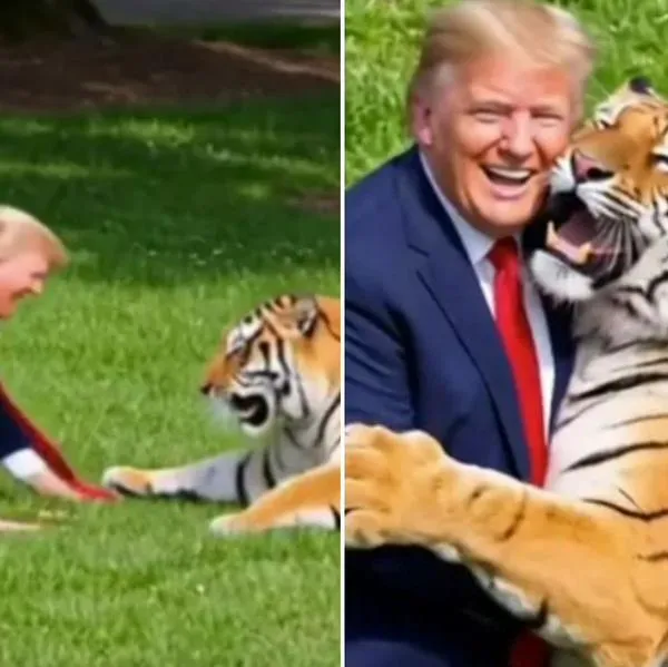 Donald Trump, en montaje con tigre