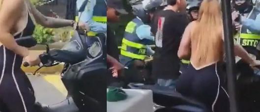 Motociclista enfrenta a agentes de tránsito durante operativo cerca del centro comercial Viva en Villavicencio