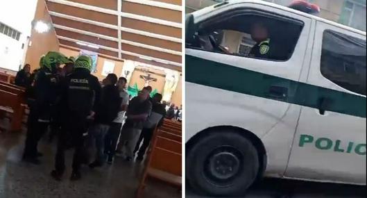 Sepelio en una iglesia de Bogotá terminó en caos por enfrentamiento con policías; dicen que hubo tiros