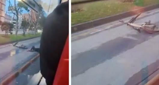 Susto en la calle 26 de Bogotá: reportan a hombre tendido en carril de Transmilenio