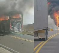 Incineran bus que cubría la ruta Bogotá-Cúcuta: hombres armados habrían obligado a pasajeros a bajar