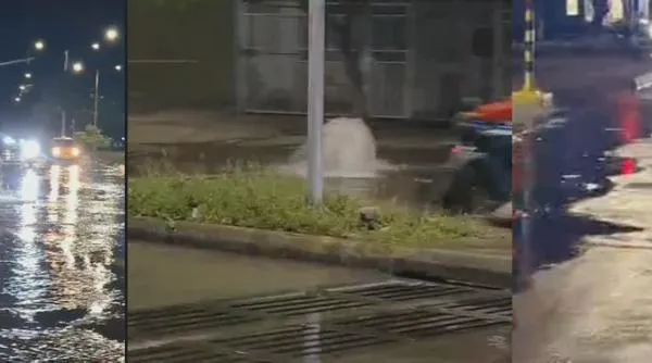 ¡Parecían fuentes! Tres alcantarillas de la avenida Simón Bolívarse rebosaron tras aguacero