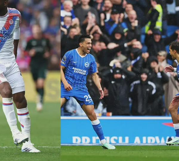 Jefferson Lerma fue testigo de una dura derrota del Crystal Palace; el Brighton ganó 5-0