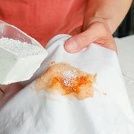 Removing tomato stain from the white fabric