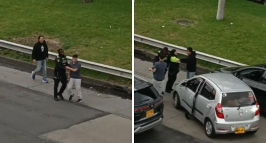 [Video] Conductores agarraron la Autopista Norte (Bogotá) para molerse a golpes; la Policía se metió