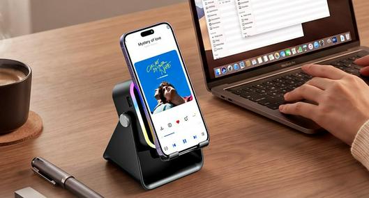 Encontré un altavoz (novedoso) que reproduce música, sostiene el celular y ayuda a cargarlo