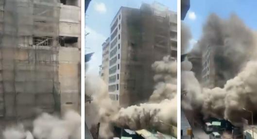 [Video] Desplome de edificio en construcción; temen que haya personas atrapadas