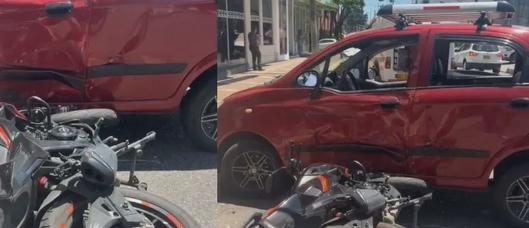 Motociclista resulta herido en accidente entre moto y automóvil en la calle 64 de Ibagué cerca a Multicentro