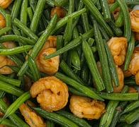 Habichuelines con camarones en salsa de ostras