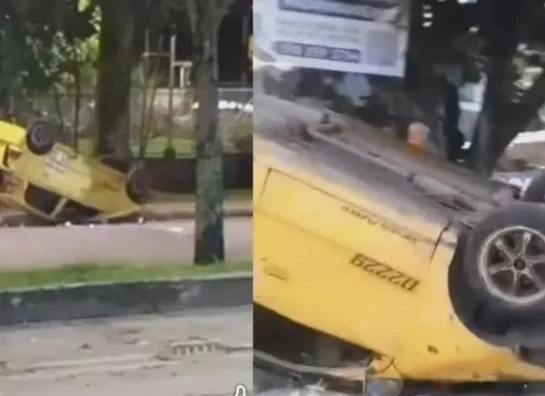 Un taxi terminó volcado en vía de Ibagué: el conductor está grave