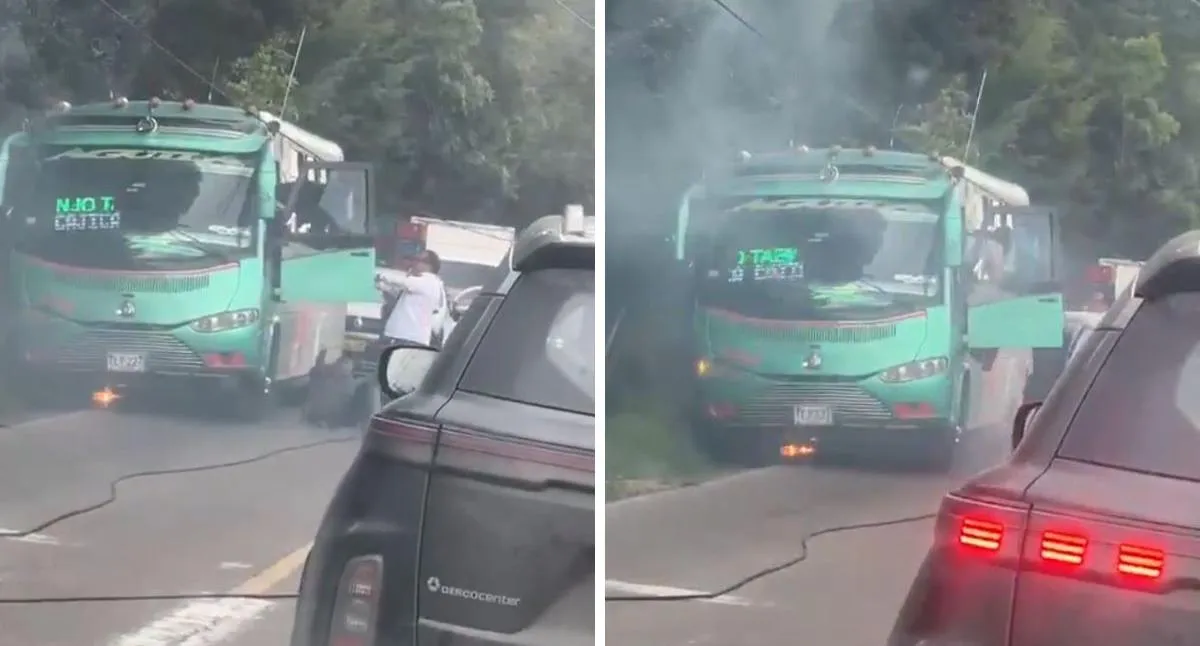 Así quedó el bus al que le cayeron unos cables en la vía Siberia-Tenjo; una persona falleció
