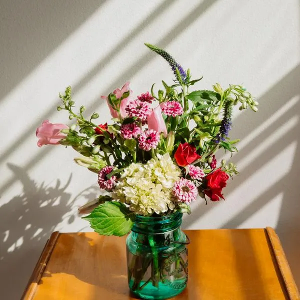Farmhouse Style Flower Arrangement, Farmhouse Flowers, Hydrangea and Wildflower Bouquet, Shabby Chic Interior, Home Decor, Vintage, Rustic.