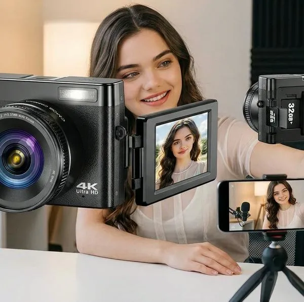 Cámara digital económica para principiantes: 4K TEFTYMON de 64 MP en Amazon