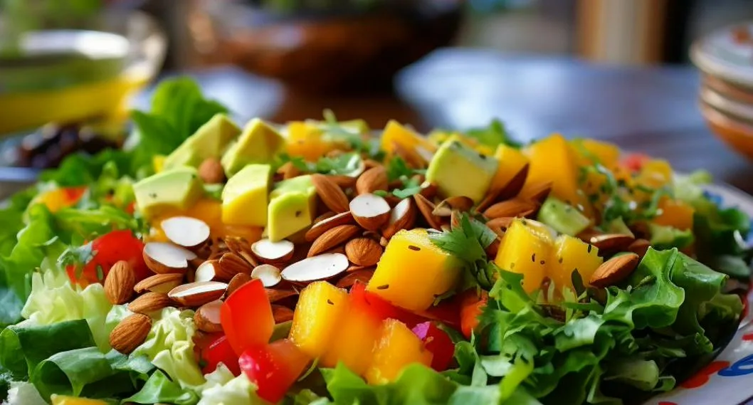 Receta de ensalada de mango, lechuga, kiwi y frutos secos. Conozca los ingredientes y el paso a paso para prepararla fácil y rápido. 